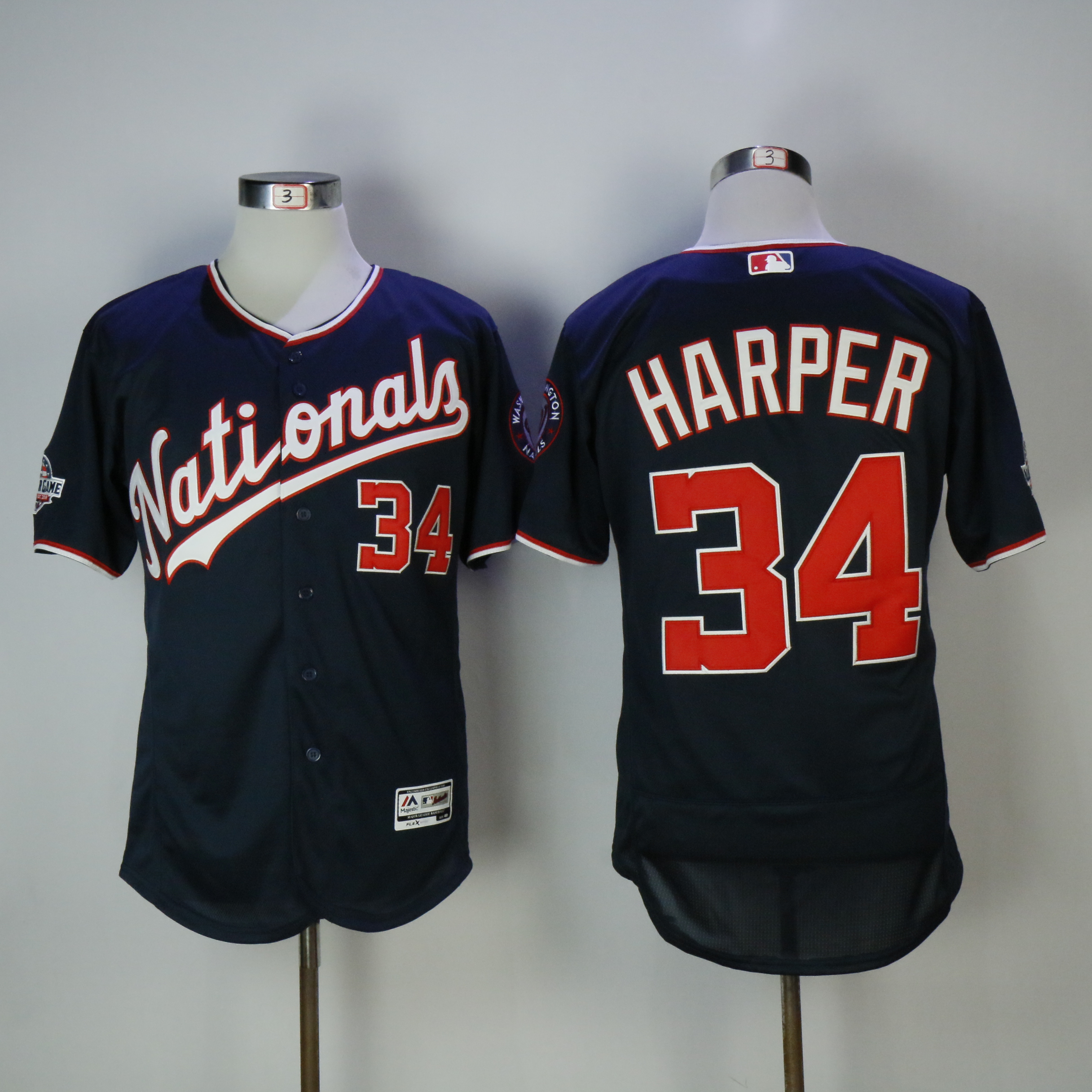 Men Washington Nationals #34 Harper Blue All star MLB Jerseys